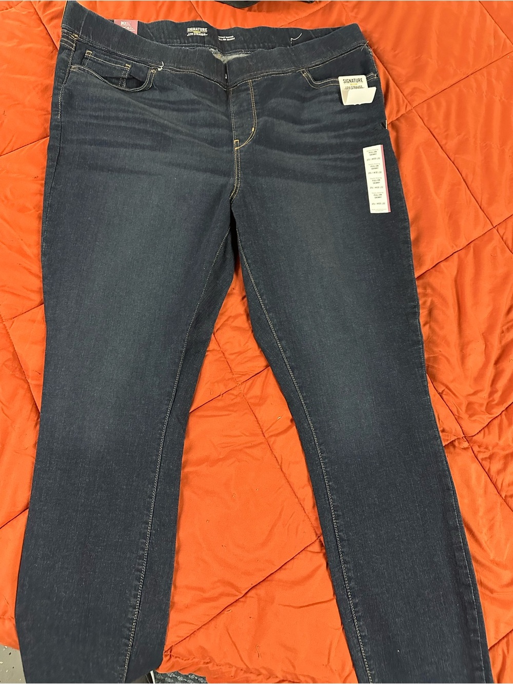 Signature by Levi Strauss Dark Blue Total Shaping Pull On Skinny Jeans